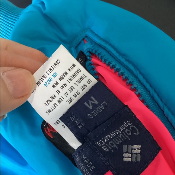 Vintage 90s Columbia Women's Reversible Blue Neon Pink Radical Sleeve Jacket M - Picture 4 of 6